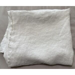 Vtg White Linen Tablecloth 52"x67" Rectangle Solid Plain White Farmhouse Cottage